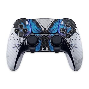 mightyskins carbon fiber skin compatible with ps5 dualsense edge controller - butterfly splash | protective, durable textured carbon fiber finish | easy to apply | made in the usa