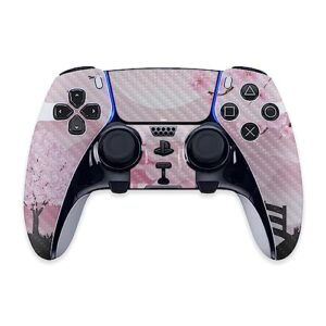 MightySkins Carbon Fiber Skin Compatible with PS5 DualSense Edge Controller - Cherry Blossom Dream | Protective, Durable Textured Carbon Fiber Finish | Easy to Apply | Made in The USA