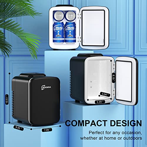 Mini Fridge, 4 Liter/6 Cans Skincare Fridge for Bedroom, 110V AC/12V DC Portable Thermoelectric Cooler and Warmer Small Refrigerators for Beauty & Makeup, Dorm Office and Car, DIY Shelves