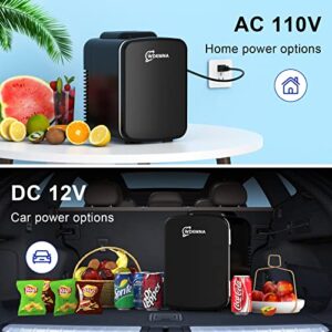 Mini Fridge, 4 Liter/6 Cans Skincare Fridge for Bedroom, 110V AC/12V DC Portable Thermoelectric Cooler and Warmer Small Refrigerators for Beauty & Makeup, Dorm Office and Car, DIY Shelves