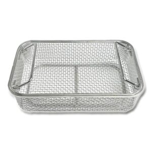 kunwu sus304 stainless steel mesh net strainer grill basket for medium cat litter box, rinse, fry, steam or cook vegetables & pasta,easy clean durable net 17.5"x13.5"x3"