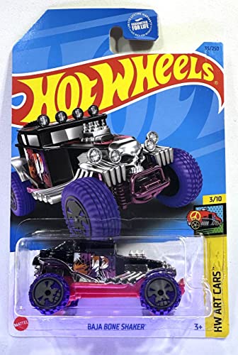 Hot Wheels - Baja Bone Shaker - HW Art Cars 3/10 - Black/Purple - 2023 - Mint/NrMint Ships Bubble Wrapped in a Sized Box