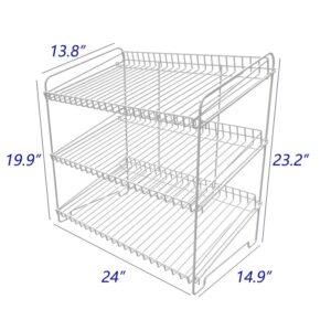 FixtureDisplays® 24" Wide X 14.9" Deep X 23.2" Tall 3-Open-Shelf Wire Rack for Countertop Chips Snack Book Display Organizer Concession Theatre Kitchen Pantry Stand White 19396-WHITE-2D