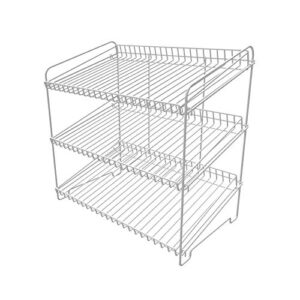 FixtureDisplays® 24" Wide X 14.9" Deep X 23.2" Tall 3-Open-Shelf Wire Rack for Countertop Chips Snack Book Display Organizer Concession Theatre Kitchen Pantry Stand White 19396-WHITE-2D