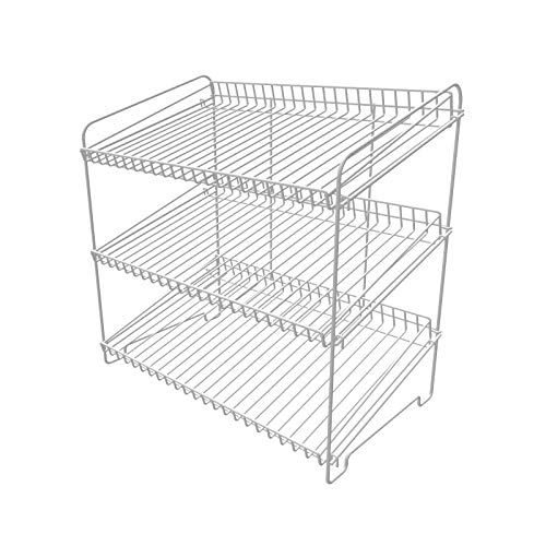 FixtureDisplays® 24" Wide X 14.9" Deep X 23.2" Tall 3-Open-Shelf Wire Rack for Countertop Chips Snack Book Display Organizer Concession Theatre Kitchen Pantry Stand White 19396-WHITE-2D