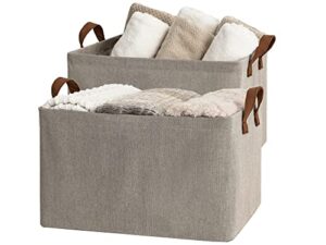 storageworks storage baskets for shelves with metal frame, canvas storage bins, baby gift basket, brown and beige, 2-pack