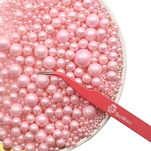 se si&moos edible pearls for cake decorating sugar pearls pink pearl sprinkles pink cookie decorating peals 3.5 oz with 1 pair of tweezers