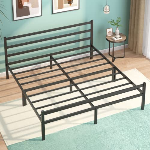 FEMOND King Bed Frame with Headboard and Footboard, 14 Inch Metal Bed Frame Platform with Storage, Noise Free, Heavy Duty Steel, No Box Spring Needed, Anti-Slip, Easy Assembly (Max Load: 3000lb)