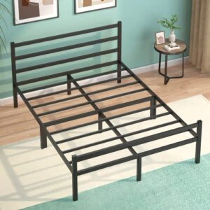 femond queen bed frame with headboard and footboard, 14 inch metal bed frame platform with storage, noise free, heavy duty steel, no box spring needed, anti-slip, easy assembly (max load: 2500lb)