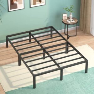 femond full bed frame, 14 inch metal bed frame platform with storage, noise free, heavy duty steel, no box spring needed, anti-slip, easy assembly (max load: 2000lb)