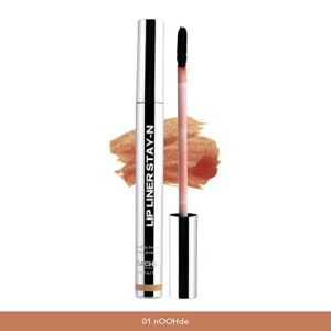 Sacheu Lip Liner Stay-N - Peel Off Lip Liner Tattoo, Peel Off Lip Stain, Long Lasting Lip Stain Peel Off, Infused with Hyaluronic Acid & Vitamin E, For All Skin Types - nOOHde Shade, Pack of 1