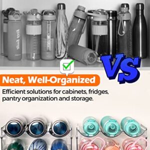 Water Bottle Organizer for Cabinet, Stackable Water Bottle Holder for Kitchen Pantry Organization and Storage, Plastic Wine Rack, Drink Organizer for Fridge, Freezer -4 Packs, Hold 12 Bottles, Clear