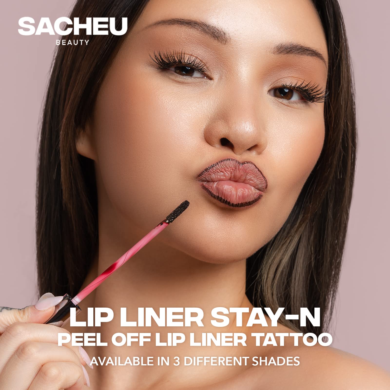 Sacheu Lip Liner Stay-N - Peel Off Lip Liner Tattoo, Peel Off Lip Stain, Long Lasting Lip Stain Peel Off, Infused with Hyaluronic Acid & Vitamin E, For All Skin Types - Bundle Pack of 3