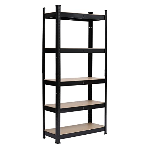 Karl home Garage Shelving Heavy-Duty, 5-Tier Wide Size Adjustable Metal Shelving Unit Utility Rack Organization for Garage Pantry Basement, 1900lbs,27.6" L x 11.8" W x 59.1" H, Black