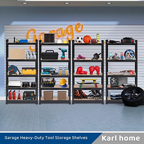 Karl home Garage Shelving Heavy-Duty, 5-Tier Wide Size Adjustable Metal Shelving Unit Utility Rack Organization for Garage Pantry Basement, 1900lbs,27.6" L x 11.8" W x 59.1" H, Black