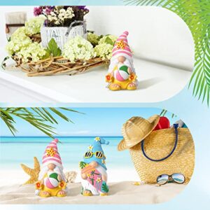 FairySandy 2 Pieces Summer Gnomes Beach Decorations Surfboard Gnome Stuff Decor Mini Gnomes Resin Figurines Set Collectible Tabletop Kitchen Decorations for Home Kitchen Farmhouse Office