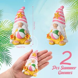 FairySandy 2 Pieces Summer Gnomes Beach Decorations Surfboard Gnome Stuff Decor Mini Gnomes Resin Figurines Set Collectible Tabletop Kitchen Decorations for Home Kitchen Farmhouse Office