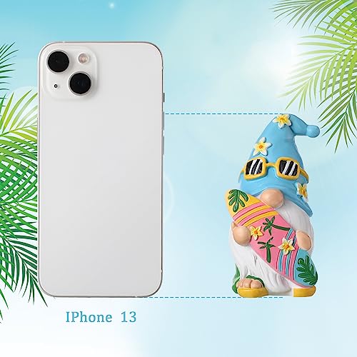 FairySandy 2 Pieces Summer Gnomes Beach Decorations Surfboard Gnome Stuff Decor Mini Gnomes Resin Figurines Set Collectible Tabletop Kitchen Decorations for Home Kitchen Farmhouse Office