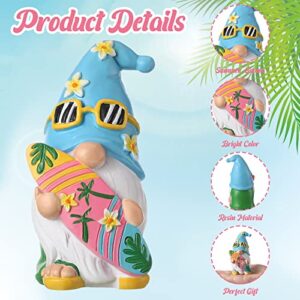 FairySandy 2 Pieces Summer Gnomes Beach Decorations Surfboard Gnome Stuff Decor Mini Gnomes Resin Figurines Set Collectible Tabletop Kitchen Decorations for Home Kitchen Farmhouse Office