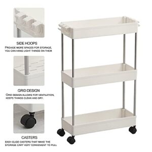 Slim Storage Cart, DILUOOU 3 Tier Rolling cart Bathroom Storage Shelving Organizer Slide Out Storage Cart for Kitchen Bathroom Laundry Narrow Place