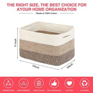 DOFASAYI Woven Baskets for Storage 3-Pack - Rope Storage Baskets | Toy Storage Basket for Nursery | Baby Organizing Basket With Handles | Cotton Rope Baskets for Storage | Baskets for Organizing