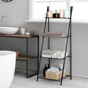 OYEAL Bathroom Standing Shelf Bathroom Towel Storage 4 Tier Blanket Ladder Shelf Bathroom Shelves Freestanding Floor Organizer for Pantry Kitchen Laundry Room Organization