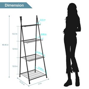 OYEAL Bathroom Standing Shelf Bathroom Towel Storage 4 Tier Blanket Ladder Shelf Bathroom Shelves Freestanding Floor Organizer for Pantry Kitchen Laundry Room Organization