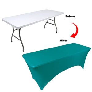 BDDC Fitted Table Covers for 6 Foot Tables, Spandex Table Covers 6ft, Jade Green Table Clothes for 6 Foot Rectangle Tables, Tablecloths for Parties, Banquet, and Festival (2 Pcs)