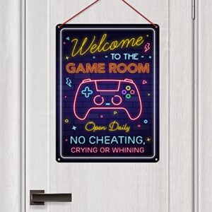 Gaming Room Metal Sign - Gamer Wall Decor For Boys Room, Bedroom Gamers Aluminum Rust Free 9" X 11", Pre-Drilled Holes, Weather Resistant