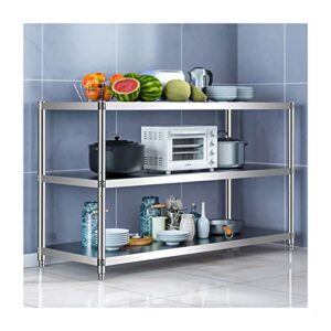 gochusx stainless steel shelf, kitchen storage rack, 3-tier shelving units and storage, standing shelving work table for kitchen garage office ( color : silver , size : 110x50x80cm )