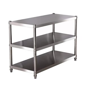 GOCHUSX Stainless Steel Shelf, Kitchen Storage Rack, 3-Tier Shelving Units and Storage, Standing Shelving Work Table for Kitchen Garage Office ( Color : Silver , Size : 110X50X80CM )