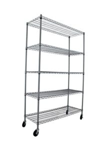 crescent 4000 lbs 48l 18w 76h epoxy coated gray, 5 tier racks for storage, heavy duty wire shelving rack with 4" casters