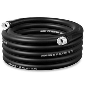 famyards garden hose 50ft, 5/8'' water hose drinking water safe lead-free, no kink and leak garden hose for rv, trailer and camping, black