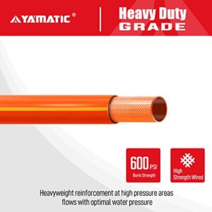 YAMATIC Heavy Duty Garden Hose 5/8 in x 30 ft, Ultra Flexible Water Hose, Drinking Water Safe, All-weather, Lightweight, Burst 600 PSI