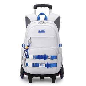 zhanao girls rolling backpack wheeled backpack for boys trolley school bags kids luggage roller backpack with 6 wheels