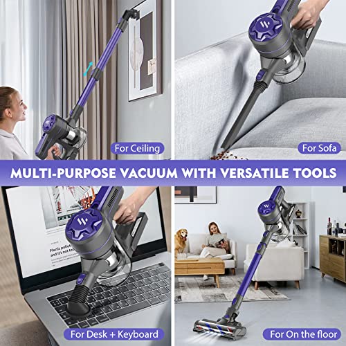 ZOKER Direct Cordless Vacuum Cleaner,Stick Vacuum Cleaner with Powerful Suction,Rechargeable Vacuum 2200mAh Battery Up to 30 Mins Runtime 6 in 1 Lightweight Vacuum Cleaner for Pet Hair Hardwood Floor