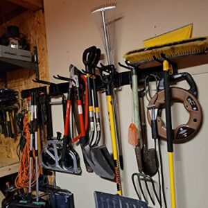 Fogein Garage Garden Tool Organizer Wall Mount,Garage Organization and Storage,Adjustable Heavy Duty Garage Organization Rack with 7 Double-Hooks 33" Tracks,Hold Up to 264lbs for Garage/Storage Shed