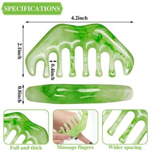 2 Pieces Jade Combs Massage Stone Hair Comb Guasha Scraping Scalp Comb Facial Massage Tool Multifunctional Handheld Head Tools Head Caring Head Therapy Mother's Day Gift (Elegant Style)