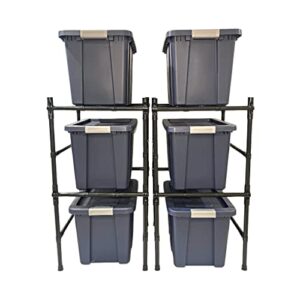 adaptastack core - tote storage shelving system that adapts to any space - adjustable garage shelving rack solution - heavy duty steel shelf design holds 250 lbs. per tote - easily organize large bins