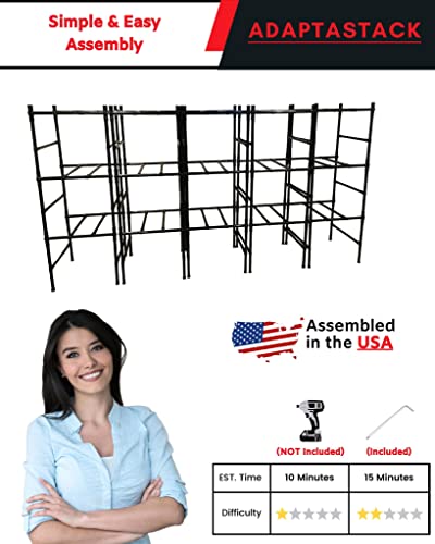 ADAPTASTACK CORE - Tote Storage Shelving System That Adapts to Any Space - Adjustable Garage Shelving Rack Solution - Heavy Duty Steel Shelf Design Holds 250 lbs. per Tote - Easily Organize Large Bins
