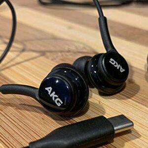 SAMSUNG AKG Earbuds for Galaxy S23 Ultra - Original USB Type C in-Ear Earbud Headphones with Remote & Mic - Braided - Includes Velvet Pouch - Black