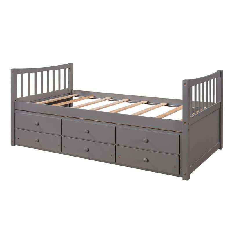 n/a Bed Frame Captain's Bed Twin Daybed Bed Frame with Storage Drawers Trundle Bed Modern for Bedroom Home Furniture