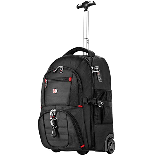 star cloud SC Large Rolling Backpack with Wheels - 22 inch Durable Material Roller Computer Rucksack - Travel Commuter Wheeled Bag, Carry on Luggage Bag Trolley Suitcase,22 * 14.6 * 9.5(H*W*D)