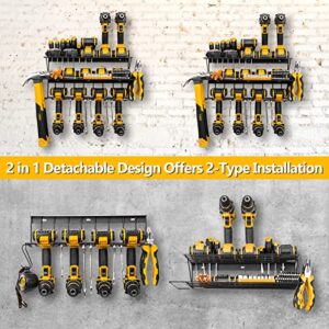 2 Pack Power Tool Organizer Holder, 8 Drill Holder Wall Mount for Garage Organization, 3 Layer Tool Storage Shelf, Heavy Duty Metal Tool Organizers and Storage Rack Tool Shelf Black