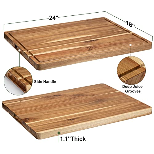 Fashionwu 60 cm Extra Large Cutting Board for Kitchen, 24 x 18 Inch Large Wooden Cutting Boards with Juice Groove, 1.2" Thick Butcher Block Cutting Board for Meat Vegetables, Large Charcuterie Board