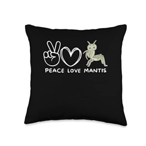 peace, love and mantis retro mantis lover throw pillow, 16x16, multicolor