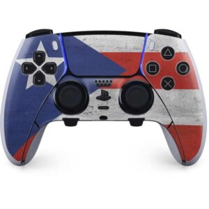 skinit gaming decal skin compatible with ps5 dualsense edge pro controller originally designed puerto rico flag distressed design