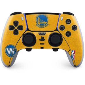 skinit gaming decal skin compatible with ps5 dualsense edge pro controller - officially licensed nba golden state warriors distressed design