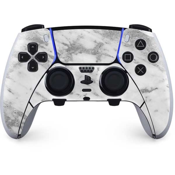 Skinit Gaming Decal Skin Compatible with PS5 DualSense Edge Pro Controller Originally Designed Silver Marble Design