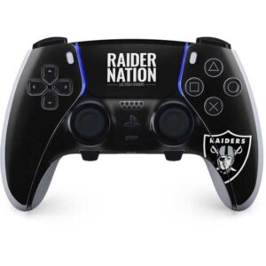 skinit gaming decal skin compatible with ps5 dualsense edge pro controller - officially licensed nfl las vegas raiders team motto design